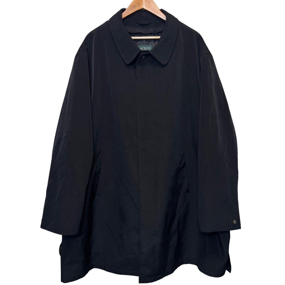 Lauren Ralph Lauren Mens Car Coat 58R Black Removable Liner Trench Classic Coat